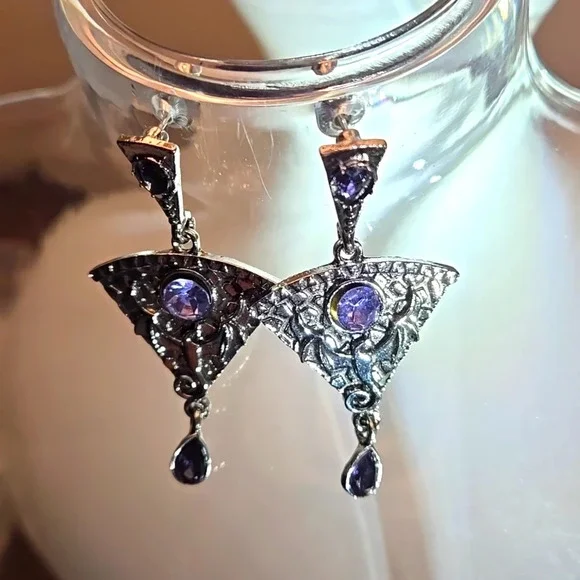 Gothic Dragon Metal Pink Stone Inlaid Pendant Alloy Earrings Vintage-inspired - Picture 6 of 7